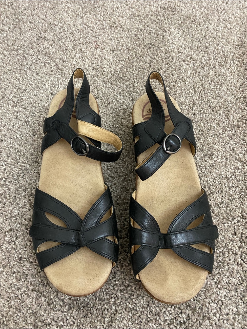 Dansko Black Leather Women's Sandals